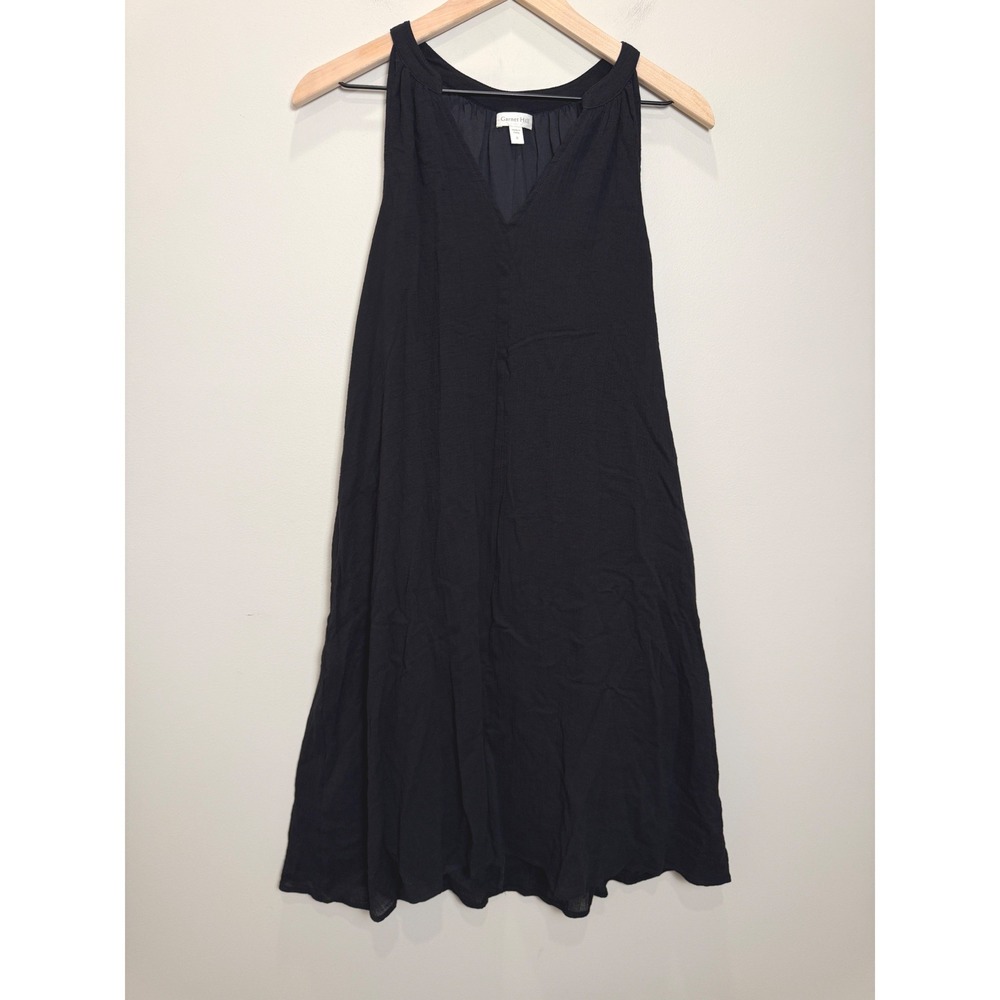 Garnet Hill Cotton Textured Gauze Sleeveless Tank Dress Cover Up Black S Beach